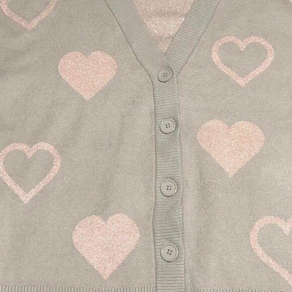Nikka K Women’s Plus Pink Heart Pattern Cardigan, Size 1X - Picture 2 of 5